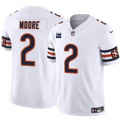 Men Chicago Bears 2 DJ Moore White 2024 F U S E  With 1 Star C Patch Vapor Untouchable Limited Stitched Football Jersey