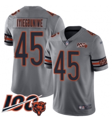 Men Chicago Bears 45 Joel Iyiegbuniwe Limited Silver Inverted Legend 100th Season Football Jersey