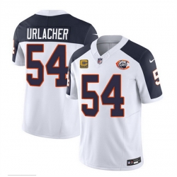 Men Chicago Bears 54 Brian Urlacher White Navy 2023 F U S E  With 4 Star C PatchThrowback Limited Stitched Football Jersey