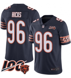 Men Chicago Bears 96 Akiem Hicks Navy Blue Team Color 100th Season Limited Football Jersey