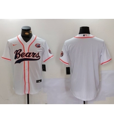 Men Chicago Bears Blank White With Patch Cool Base Stitched Baseball Jersey