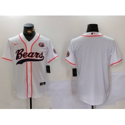 Men Chicago Bears Blank White With Patch Cool Base Stitched Baseball Jersey