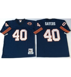 Mitchell Ness Bears #40 Gale Sayers Navy Blue Throwback Mens Stitched NFL Jerseys
