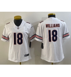 Women Chicago Bears 18 Caleb Williams white 2024 Draft Vapor Stitched Jerseys