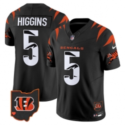 Men Cincinnati Bengals 5 Tee Higgins Black F U S E  Special Vapor Untouchable Limited Stitched Football Jersey