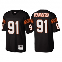 Men Cincinnati Bengals 91 Trey Hendrickson Black Throwback Legacy Stitched Jerse