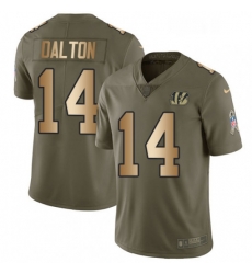 Mens Nike Cincinnati Bengals 14 Andy Dalton Limited OliveGold 2017 Salute to Service NFL Jersey