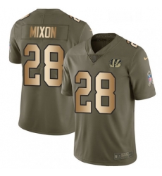 Mens Nike Cincinnati Bengals 28 Joe Mixon Limited OliveGold 2017 Salute to Service NFL Jersey