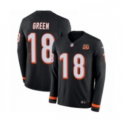 Youth Nike Cincinnati Bengals 18 AJ Green Limited Black Therma Long Sleeve NFL Jersey