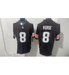 Men Cleveland Browns 8 Jared Verse Brown 2026 Vapor Limited Stitched Football Jersey Men Cleveland Browns 8 Jared Verse Brown 2026 Vapor Limited Stitched Football Jersey