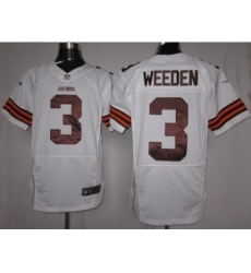 Nike Cleveland Browns 3 Brandon Weeden White Elite NFL Jersey