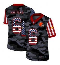 Nike Cleveland Browns 6 Baker Mayfield Camo 2020 USA Flag Salute To Service Limited Jersey