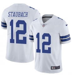 Men Dallas Cowboys 12 Roger Staubach White Vapor Untouchable Limited Stitched Football Jersey