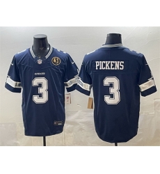 Men Dallas Cowboys 3 George pickens Navy F U S E  With John Madden Patch Vapor Limited Stitched Football Jersey