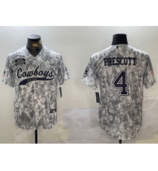 Men Dallas Cowboys 4 Dak Prescott 2024 Arctic Camo Salute To Service Stitched Baseball Jersey