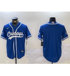 Men Dallas Cowboys Blank Royal With Patch Cool Base Stitched Baseball Jersey