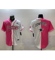 Men Dallas Cowboys big logo Red White With Patch Cool Base Stitched Baseball Jersey 9