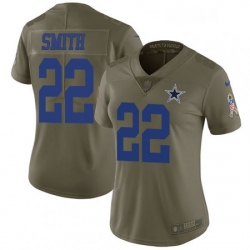 Womens Nike Dallas Cowboys 22 Emmitt Smith Limited Olive 2017 Salute to Service NFL Jersey