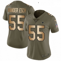 Womens Nike Dallas Cowboys 55 Leighton Vander Esch Limited OliveGold 2017 Salute to Service NFL Jersey