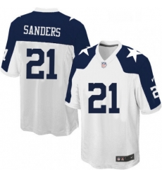 Youth Nike Dallas Cowboys 21 Deion Sanders Elite White Throwback Alternate NFL Jersey