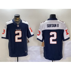 Men Denver Broncos 2 Patrick Surtain II Navy 2024 F U S E  V2 Throwback Vapor Limited Alternate Stitched Football Jersey