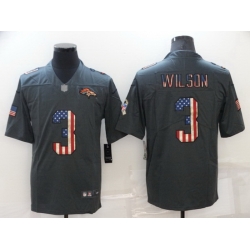 Men Denver Broncos 3 Russell Wilson Grey Salute To Service USA Flag Fashion Limited Stitched jersey