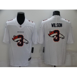 Men Denver Broncos 3 Russell Wilson White Shadow Logo Limited Stitched jersey