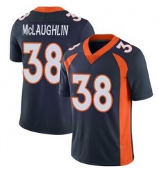 Men Nike Denver Broncos Jaleel McLaughlin #38 Blue Vapor Limited Stitched Jersey