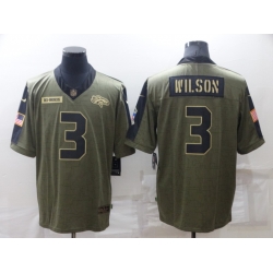 Men's Denver Broncos #3 Russell Wilson Olive 2021 Salute To Service Limited Stitched Jersey