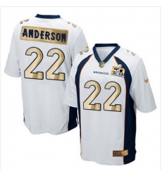 Nike Broncos #22 C J  Anderson White Mens Stitched NFL Game Super Bowl 50 Collection Jersey