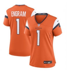 Women Denver Broncos 1 Evan Engram Orange 2025 Alternate Stitched Game Jersey  Women Denver Broncos 1 Evan Engram Orange 2025 Alternate Stitched Game Jersey