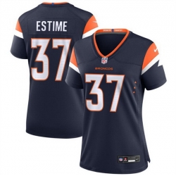 Women Denver Broncos 37 Audric Estime Navy 2024 Alternate Stitched Jersey