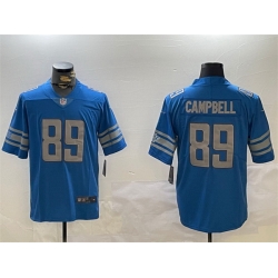 Men Detroit Lions 89 Dan Campbell Blue Vapor Untouchable Limited Stitched Football Jersey