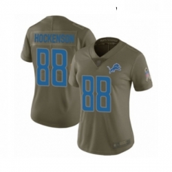 Womens Detroit Lions 88 TJ Hockenson Limited Olive 2017 Salute to Service Football Jersey