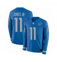Youth Nike Detroit Lions 11 Marvin Jones Jr Limited Blue Therma Long Sleeve NFL Jersey