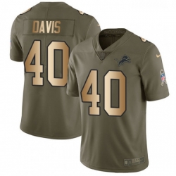 Youth Nike Detroit Lions 40 Jarrad Davis Limited OliveGold Salute to Service NFL Jersey