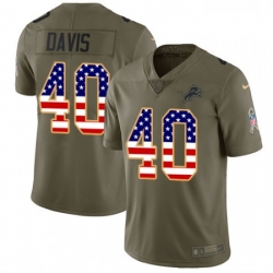 Youth Nike Detroit Lions 40 Jarrad Davis Limited OliveUSA Flag Salute to Service NFL Jersey