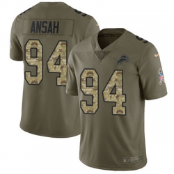 Youth Nike Lions #94 Ziggy Ansah Olive Camo Stitched NFL Limited 2017 Salute to Service Jersey