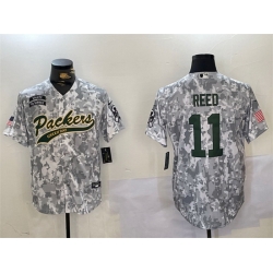 Men Green Bay Packers 11 Jayden Reed 2024 Arctic Camo Salute To Service Stitched Baseball Jersey