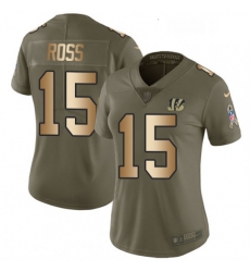 Womens Nike Cincinnati Bengals 15 John Ross Limited OliveGold 2017 Salute to Service NFL Jersey