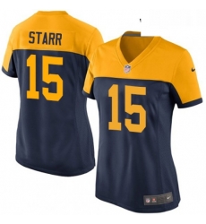 Womens Nike Green Bay Packers 15 Bart Starr Game Navy Blue Alternate NFL Jersey