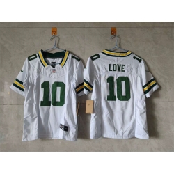 Youth Green Bay Packers 10 Jordan Love White 2024 F U S E Vapor Limited Stitched Football Jersey