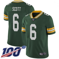 Youth Packers 6 JK Scott Green Team Color Stitched Football 100th Season Vapor Limited Jersey