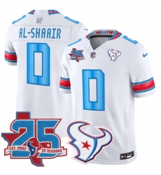 Men Houston Texans  0 Azeez Al Shaair White 2026 25th Anniversary Patch F U S E   HOUSTON US  Rivalries Collection Limited Stitched Football Jersey