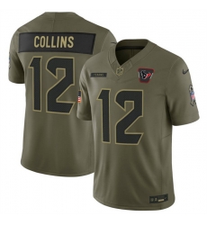 Men Houston Texans 12 Nico Collins Olive 2025 F U S E Salute to Service Limited Stitched Football Jersey Men Houston Texans 12 Nico Collins Olive 2025 F U S E Salute to Service Limited Stitched Football Jersey