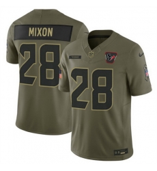 Men Houston Texans 28 Joe Mixon Olive 2025 F U S E  Salute to Service Limited Stitched Football Jersey