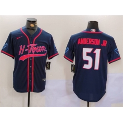 Men Houston Texans 51 Will Anderson Jr  Navy With Patch Cool Base Stitched Baseball Jersey