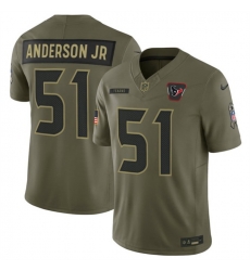 Men Houston Texans 51 Will Anderson Jr  Olive 2025 F U S E  Salute to Service Limited Stitched Football Jersey