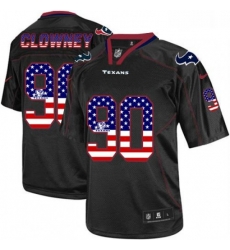 Men Nike Houston Texans 90 Jadeveon Clowney Elite Black USA Flag Fashion NFL Jersey