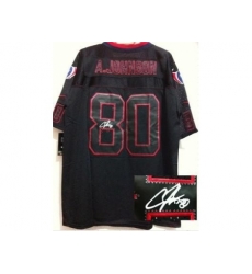 Nike Houston Texans 80 Andre Johnson Black Elite Light Out Signed NFL Jersey